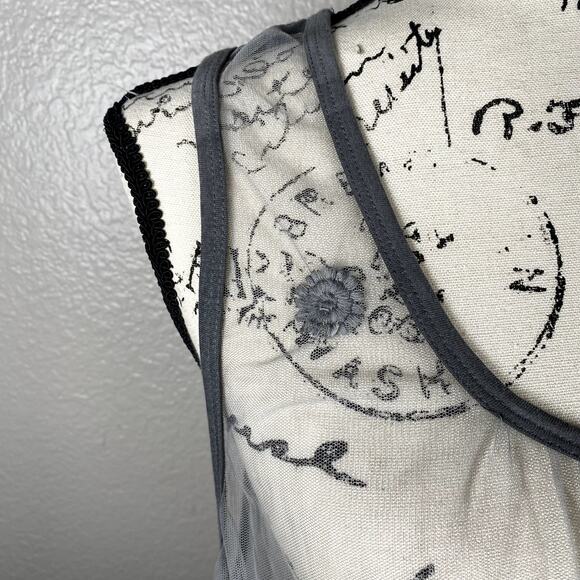 Catalog Classics Sz 2X Sheer Sleeveless Embroidered Lace Mesh Tunic Gray Coverup - Picture 3 of 7